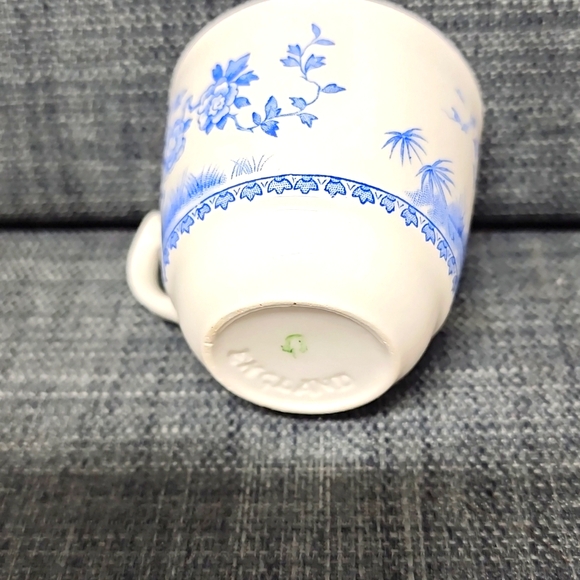 FURNIVALS QUAIL 1913 England China Blue Demitasse Espresso Teacup&Saucer VINTAGE - Picture 8 of 9